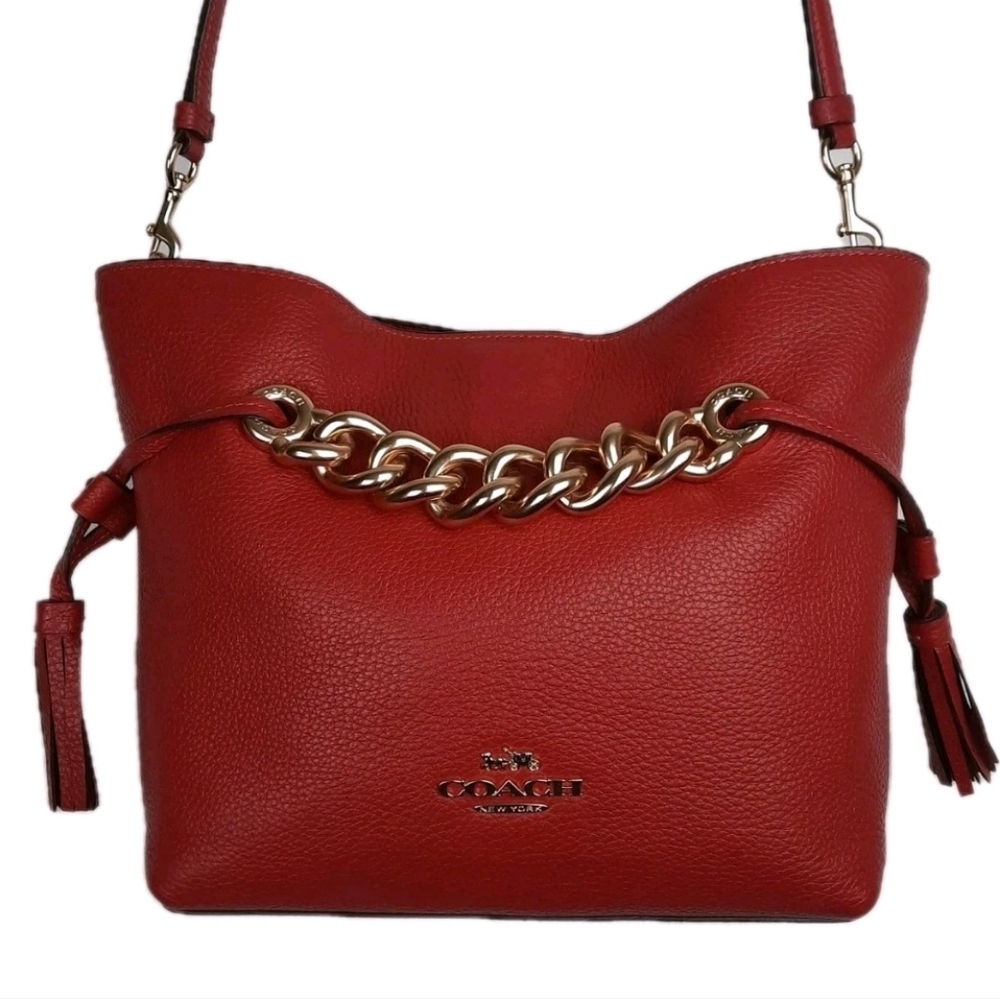 Coach Andy Red Apple Pebbled Leather Crossbody Bag